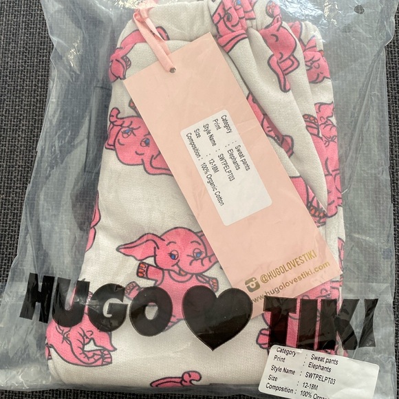 Hugo Loves Tiki Pink Elephant Sweatpants NWT - Picture 2 of 5